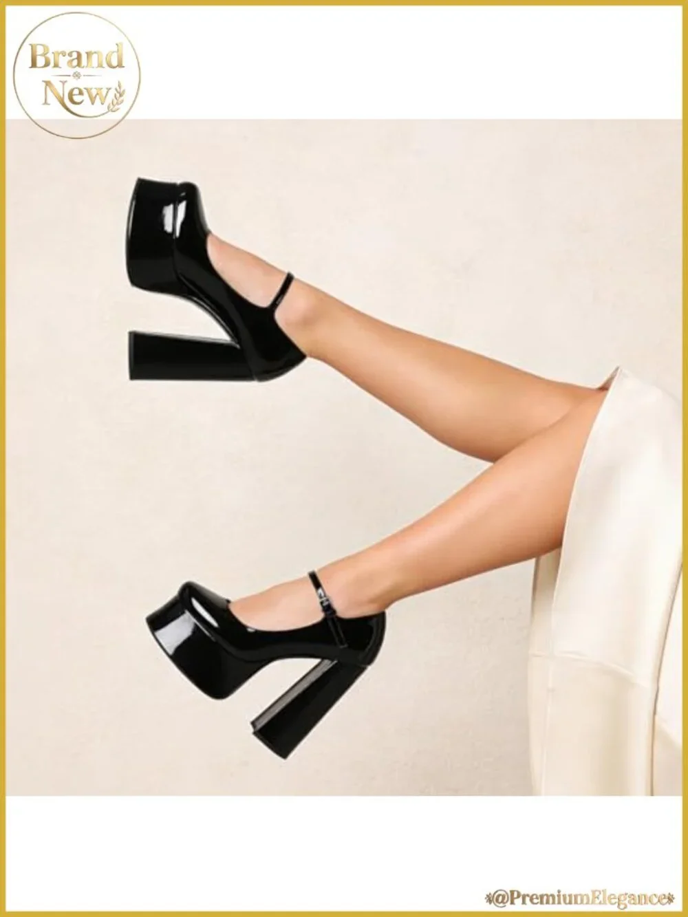 Women's Mary Jane Platform Heels Black Close Toe Chunky Block Pumps